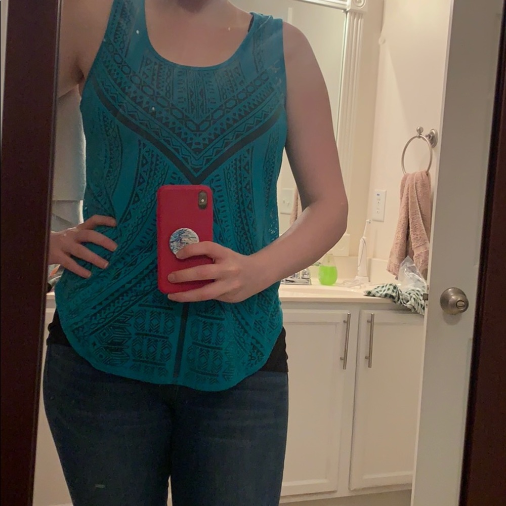Mossimo Teal Sheer Tribal Tank
